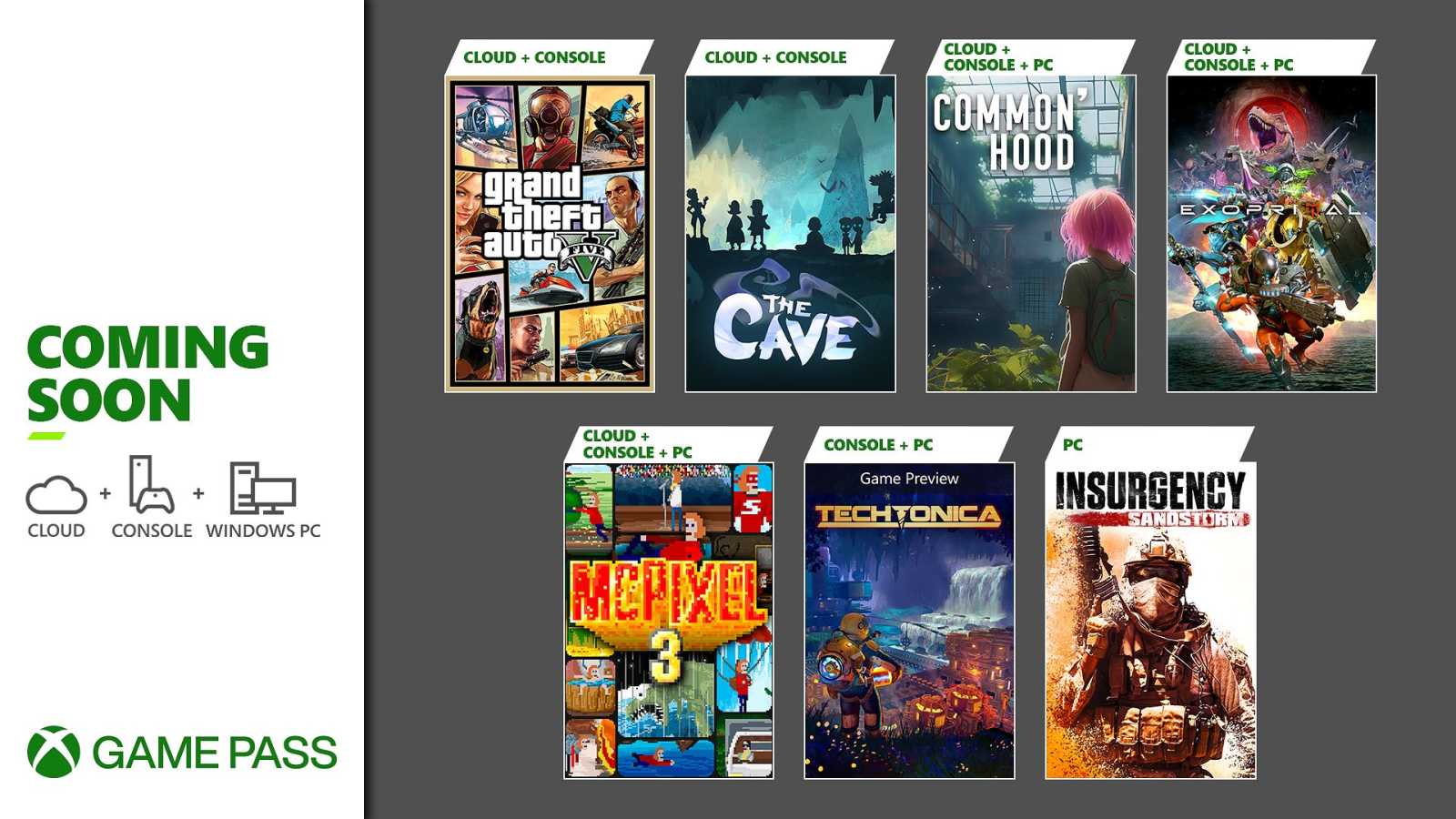 Game Pass rozšiřuje nabídku her, v červenci přibude GTA 5 a nový Exoprimal