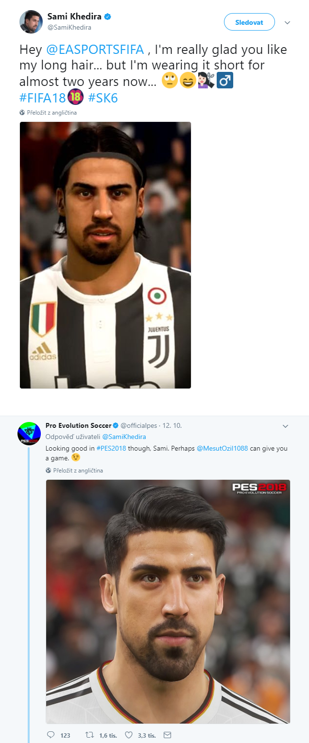 Sami Khedira si stěžuje na svůj účes ve FIFA 18