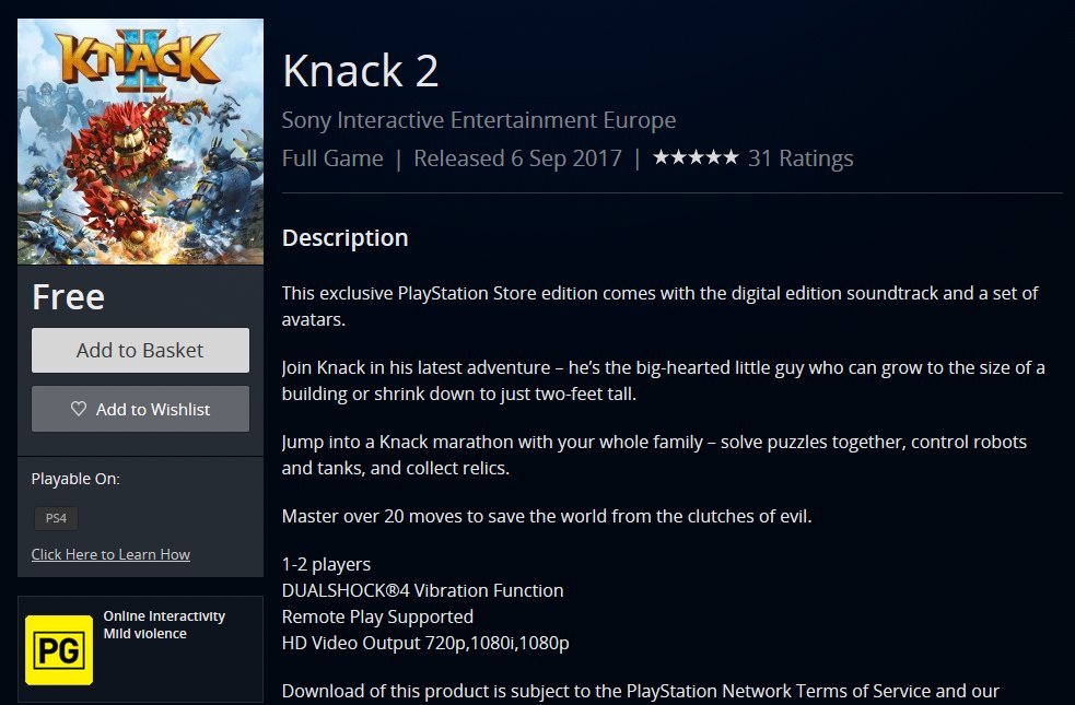 Knack 2 omylem zcela zdarma