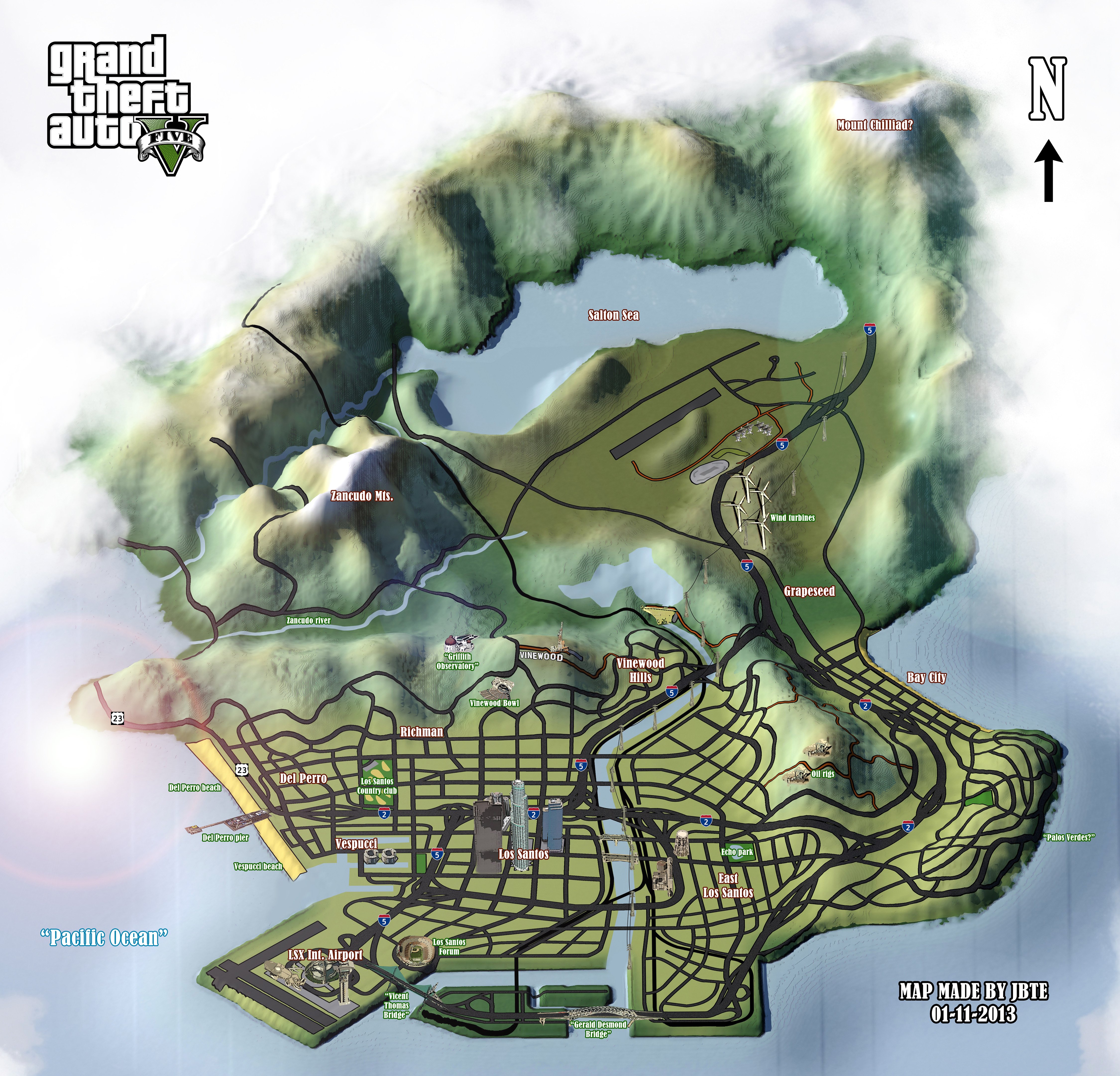 Jak by mohla vypadat mapa v GTA V