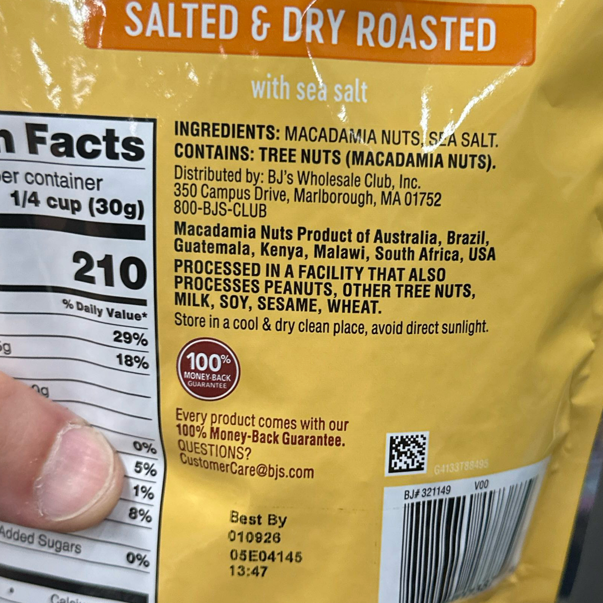 BJ's Salted & Dry Roasted Macadamia Nuts