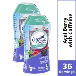 (2 Pack) Crystal Light Acai Berry Bliss Sugar Free, Caffeinated Liquid Water Enhancer, 1.62 fl oz Bottles