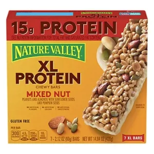 Nature Valley Chewy Granola Bars XL Protein Gluten Free Mixed Nut, 7 - 2.12 Oz Bars