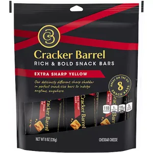 Cracker Barrel Rich & Bold Extra Sharp Yellow Cheddar Cheese Snack Bars 8 Ct. Pouch