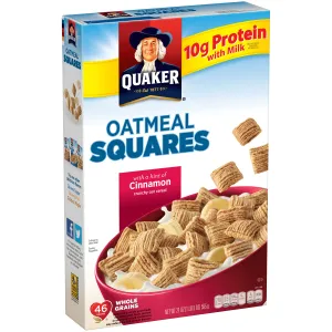Quaker Oatmeal Squares with a hint of Cinnamon Crunchy Oat Cereal 21 Ounce Box