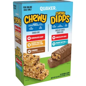 Quaker Chewy Granola Bars & Chewy Dipps Variety Pack 58 Count