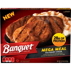 Banquet Mega Meals Salisbury Steak Frozen Dinner, 15.25 Ounce, 15.25 OZ