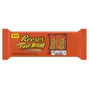 Reeses Bars, Milk Chocolate, Peanut Butter & Nougats, Fast Break, Snack Size