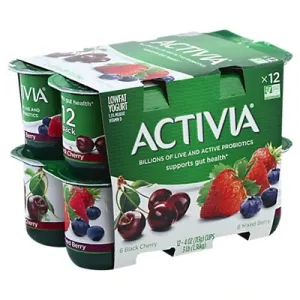 Activia Black Cherry and Mixed Berry Probiotic Low Fat Yogurt Cups, 12 ct /  4 oz - Fry's Food Stores