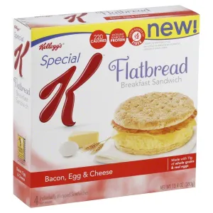 Flatbread Breakfast Sandwiches, Bacon, Egg, And Cheese, Excellent Source Of Protein