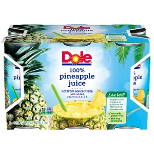 Diet info for (6 cans) Dole 100% Pineapple Juice, Canned Pineapple ...