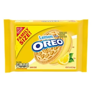 OREO Golden Sandwich Cookies, Lemon Flavored Creme, 1 Resealable Family Size Pack