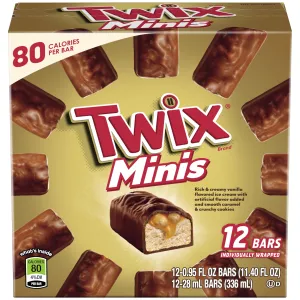 RICH & CREAMY VANILLA FLAVORED ICE CREAM WITH ARTIFICIAL FLAVOR ADDED AND SMOOTH CARAMEL & CRUNCHY COOKIES MINIS BARS, RICH & CREAMY VANILLA