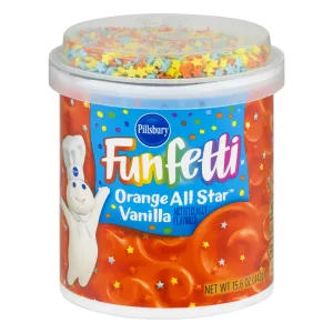 Pillsbury Funfetti Frosting, Orange All Star Vanilla, Happy Birthday!