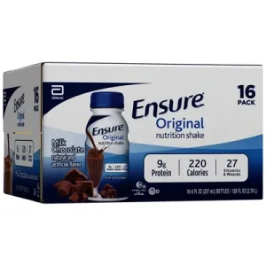 Ensure Original Nutrition Shake With 9 Grams Of Protein, Meal Replacement Shakes, Milk Chocolate, 8 Fl Oz, 16 Count