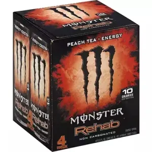 Monster Energy Drink, Energy Iced Tea, Rehab, Peach Tea + Energy, 4 Pack