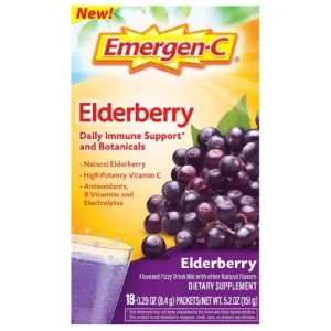 EMERGEN-C Emergen-C Emergen-C Elderberry Fizzy Drink Mix, Elderberry Immune Support, Natural Flavors, With High Potency Vitamin C, 18 Count