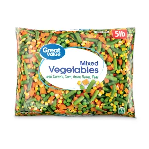 MIXED VEGETABLES WITH CARROTS, CORN, GREEN BEANS, PEAS, MIXED VEGETABLES