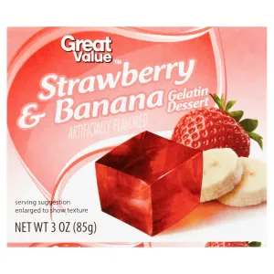 GREAT VALUE, GELATIN DESSERT, STRAWBERRY & BANANA, STRAWBERRY & BANANA ...