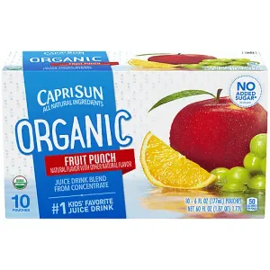 Diet info for Capri Sun Organic Fruit Punch Juice Drink , 10 ct - Pouches,  60.0 fl oz Box - Spoonful