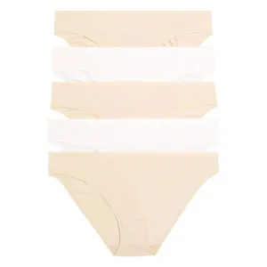 M&S Collection No VPL Cotton Modal High Leg Knickers, 5 Pack, 8, White