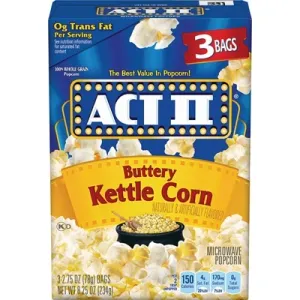 ACT II Buttery Kettle Corn Microwave Popcorn, 3-Count 2.75-oz. Bags
