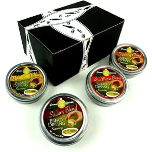 Dean Jacob's Bread Dipping Seasoning Blends 4-Flavor Variety: One 1.75 Oz Tin Each In A Gift Box