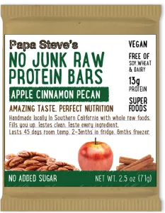 PAPA STEVE'S, NO JUNK RAW PROTEIN BARS, APPLE, CINNAMON, PECAN, APPLE, CINNAMON, PECAN