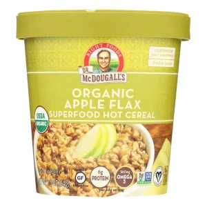 Dr. McDougall's Right Foods Non-Dairy Hot Cereal, Organic Apple Cinnamon, Oatmeal & Wheat, 2.3-Ounce Cups