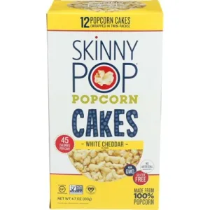 SkinnyPop Large Popcorn Cakes, White Cheddar, 4.7 Oz.; Non-GMO, Dairy-Free