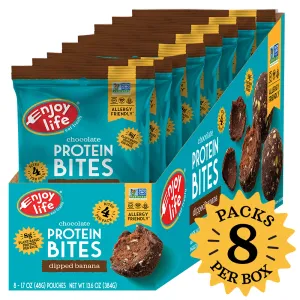 Enjoy Life Chocolate Protein Bites Gluten Free Allergy Friendly Dipped Banana -- 8 Pouches