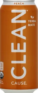 CLEAN Cause Peach Organic Sparkling Yerba Maté Tea - 16 fl oz Can ...