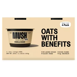 MUSH Gluten Free Vegan Vanilla Ready-to-Eat Overnight Oats - 20oz/4ct
