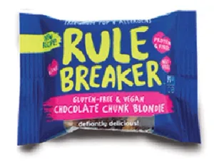 Rule Breaker Brownie Snacks Gluten Free Chocolate Chunk Blondie -- 12 Brownies