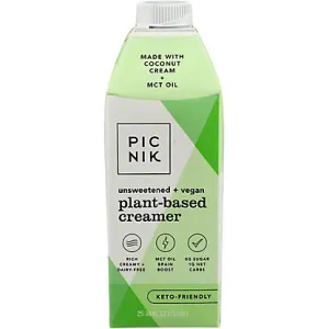 PICNIK UNSWEETENED VEGAN LIQUID COFFEE CREAMER, 25.36 OZ