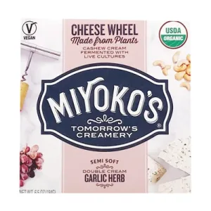 SEMI SOFT DOUBLE CREAM GARLIC HERB CHEESE WHEEL MADE FROM PLANTS, DOUBLE CREAM GARLIC HERB