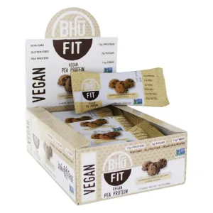 BHU Fit Vegan Organic Pea Protein Bar Superfood Chocolate Chip Cookie Dough -- 12 Bars