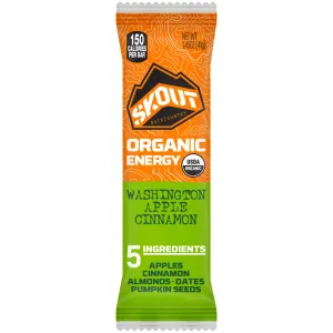 SKOUT Organic Energy Bars - Washington Apple Cinnamon - Vegan Snacks - Plant Based Bars - Non-GMO - Gluten Free, Dairy Free, Soy Free - No Refined Sugar - 1.3 Oz (12 Count)