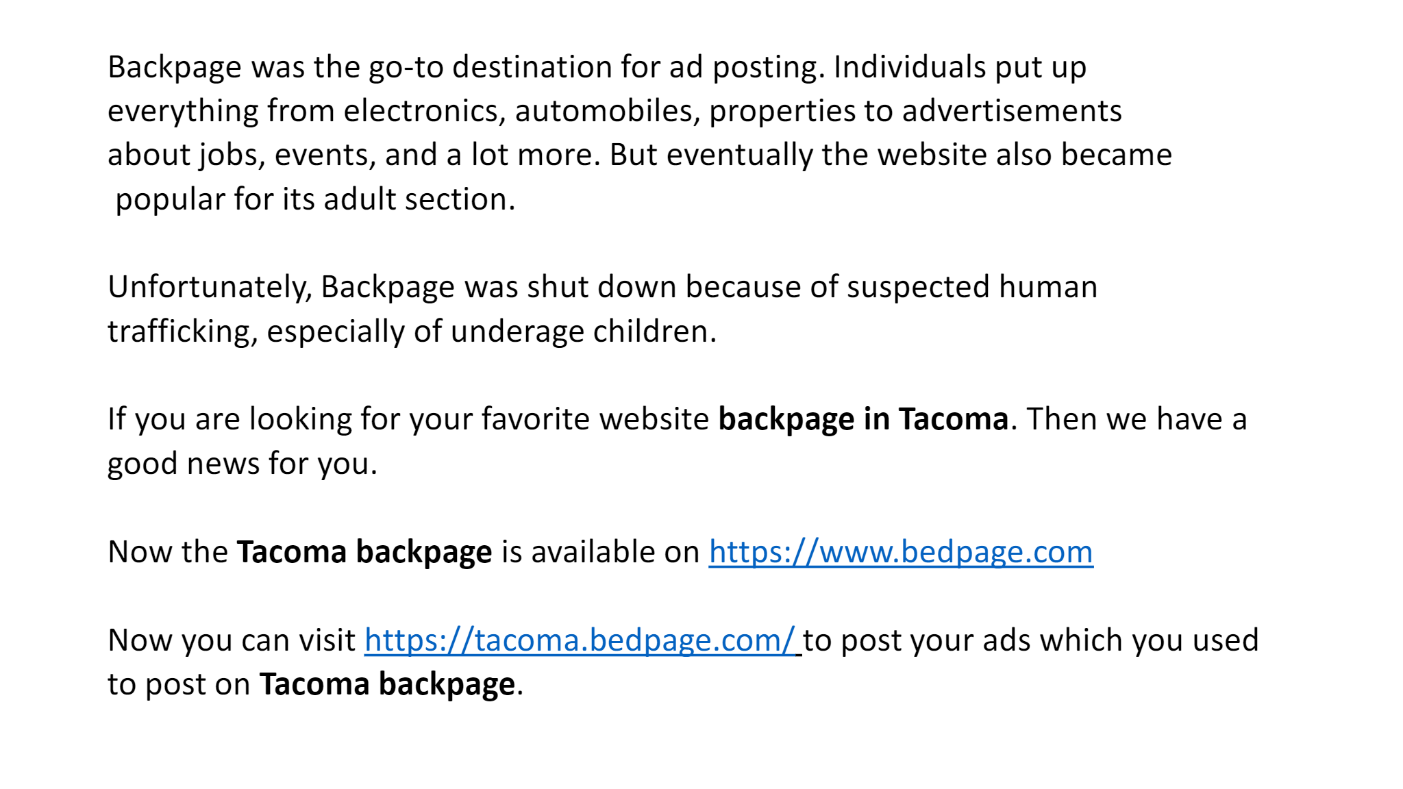 Tacoma backpage com www