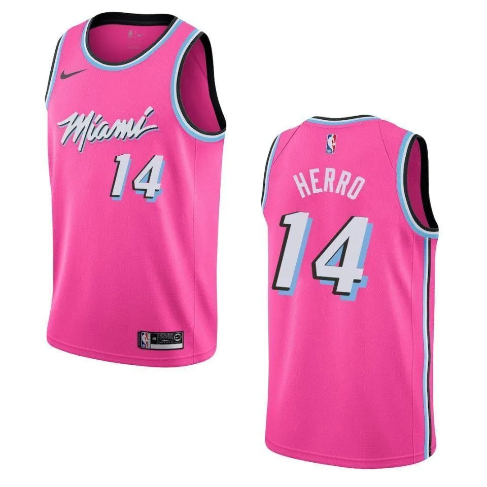 Men's Miami Heat 14 Tyler Herro Earned Swingman Jersey - Pink Image