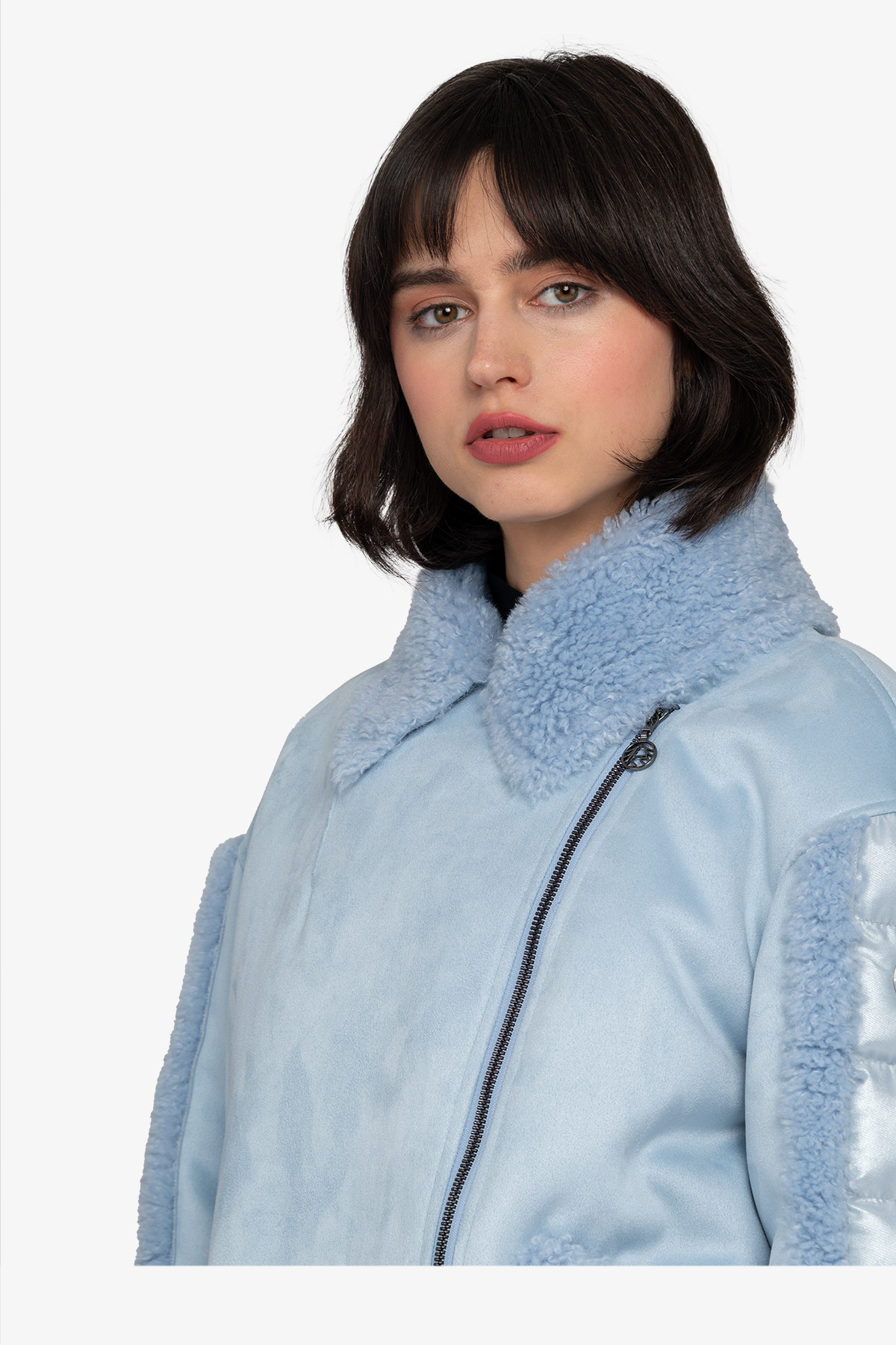 Leather jacket with reverse collar | 46 | Soft Sky (26 Leather jacket with reverse collar | 46 | Soft Sky (26