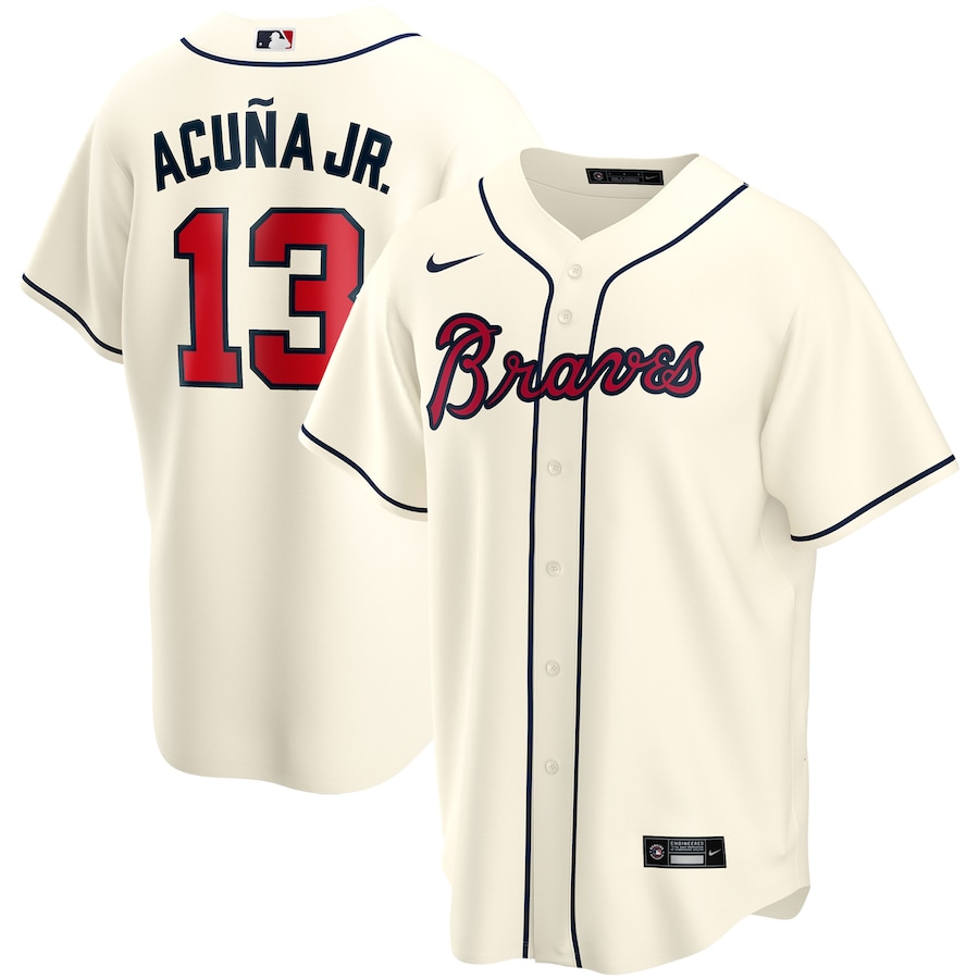 Ronald Acuna Jr. Atlanta Braves #13 White Youth Cool Base Home Replica  Jersey