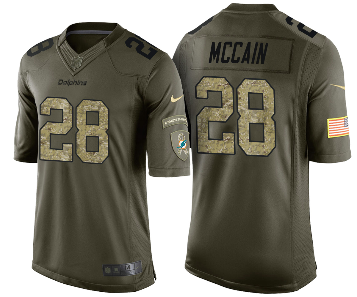 Bobby McCain Miami Dolphins Green Camo Salute to Service Jersey ...