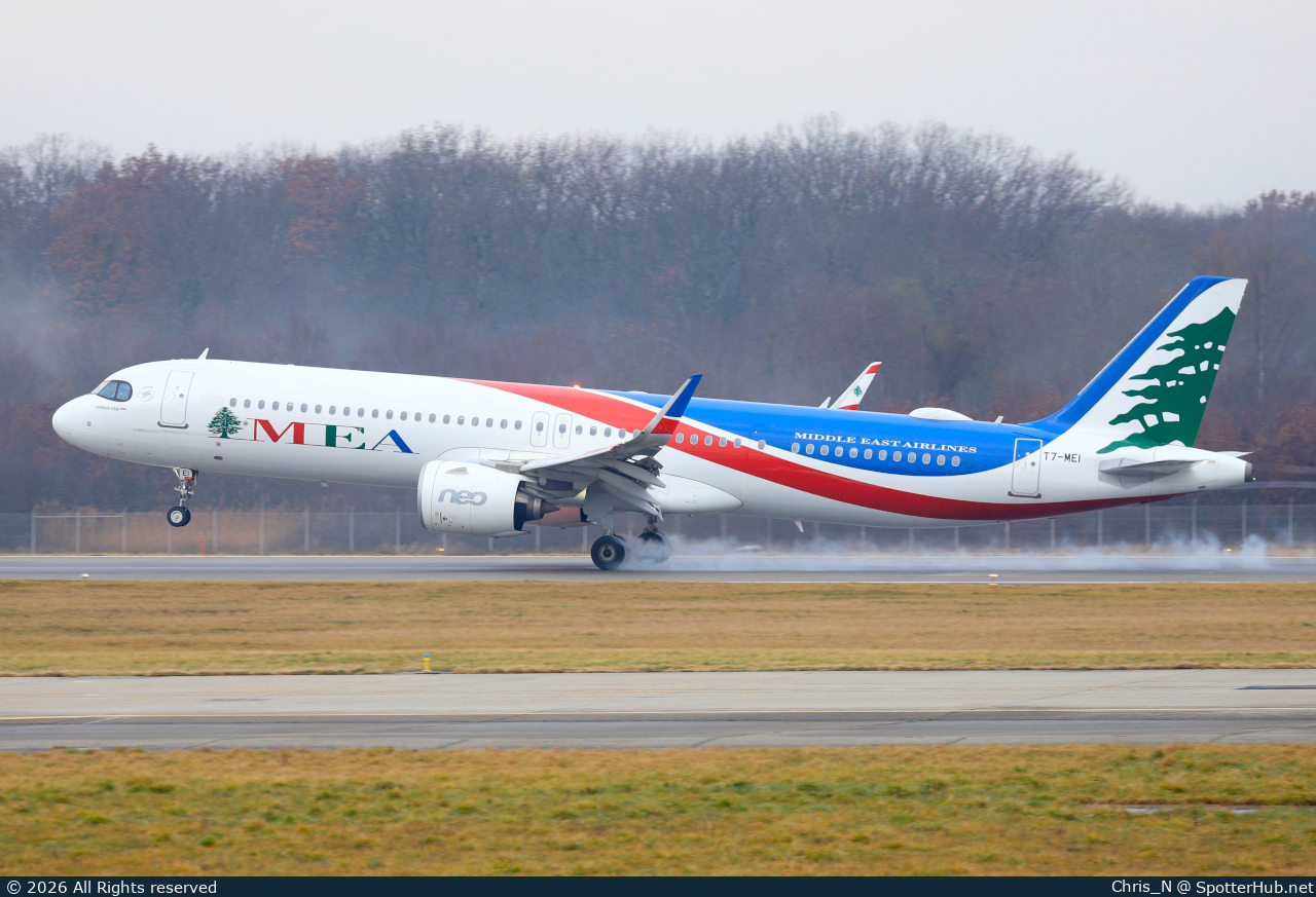 Photo of T7-ME1 - Airbus A321-271NX operated by MEA Middle East Airlines