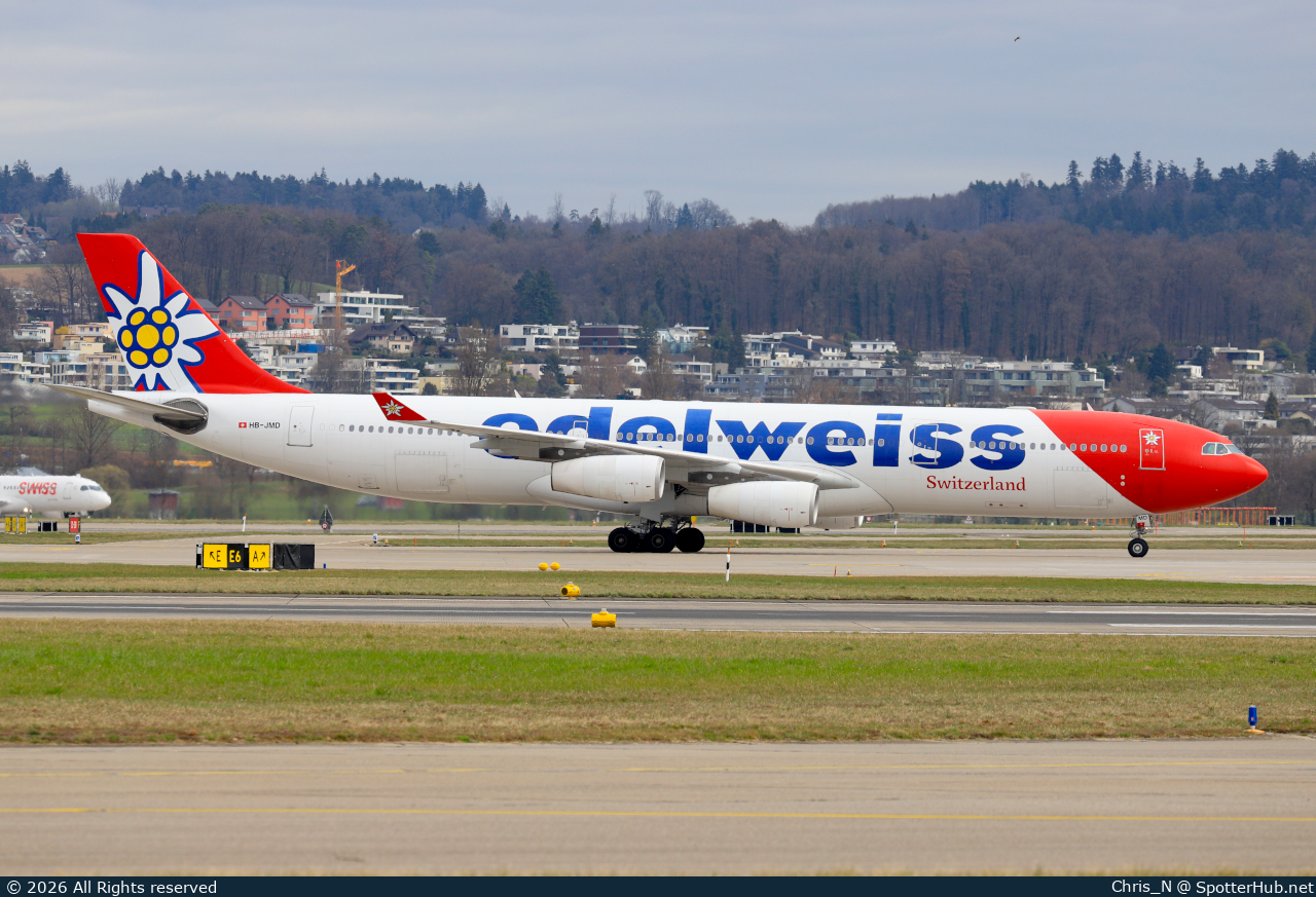 Photo of HB-JMD - Airbus A340-313 operated by Edelweiss Air