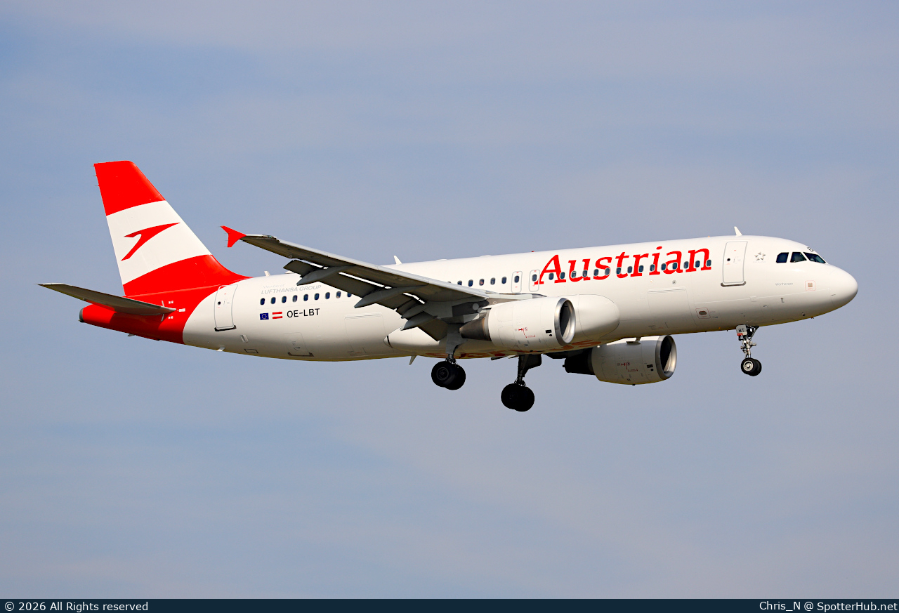 Photo of OE-LBT - Airbus A320-214 operated by Austrian Airlines