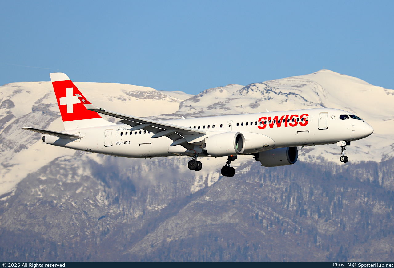 Photo of HB-JCN - Airbus A220-300 operated by Swiss International Air Lines