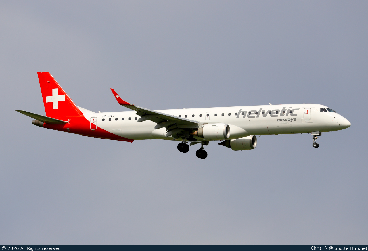 Photo of HB-JVJ - Embraer ERJ-195AR operated by Helvetic Airways