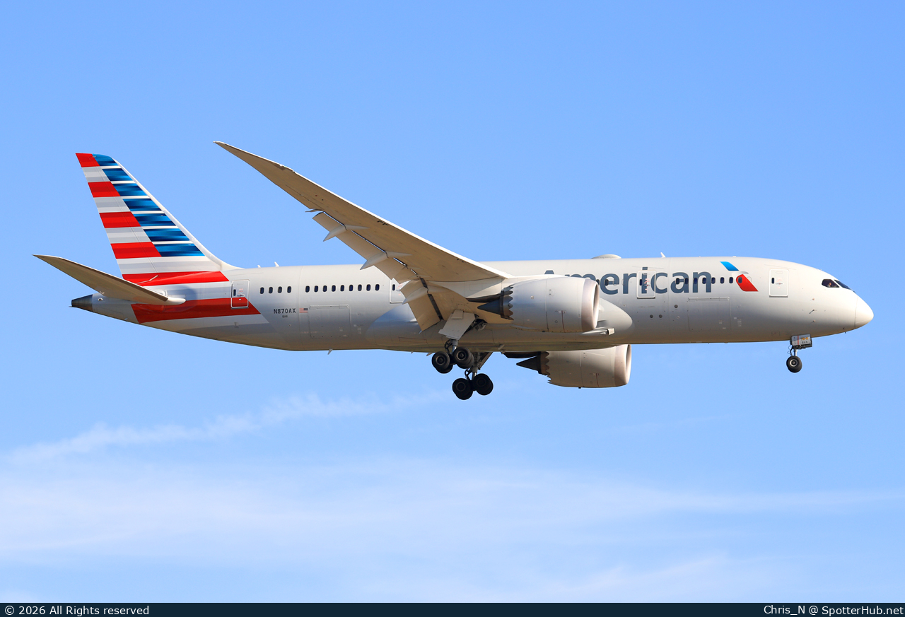 Photo of N870AX - Boeing 787-8 Dreamliner operated by American Airlines