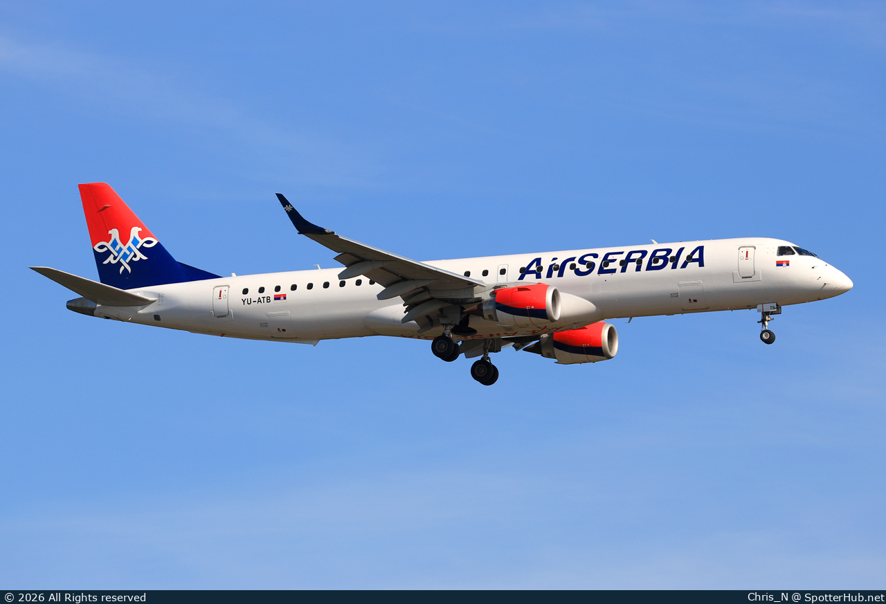 Photo of YU-ATB - Embraer ERJ-195LR operated by Air Serbia